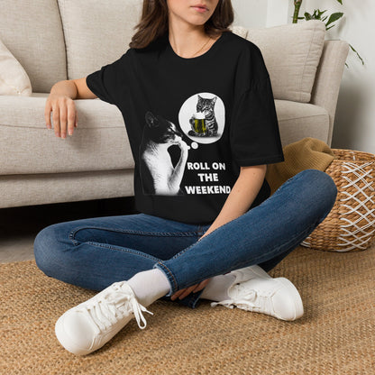 ROLL ON THE WEEKEND Cat T-Shirt
