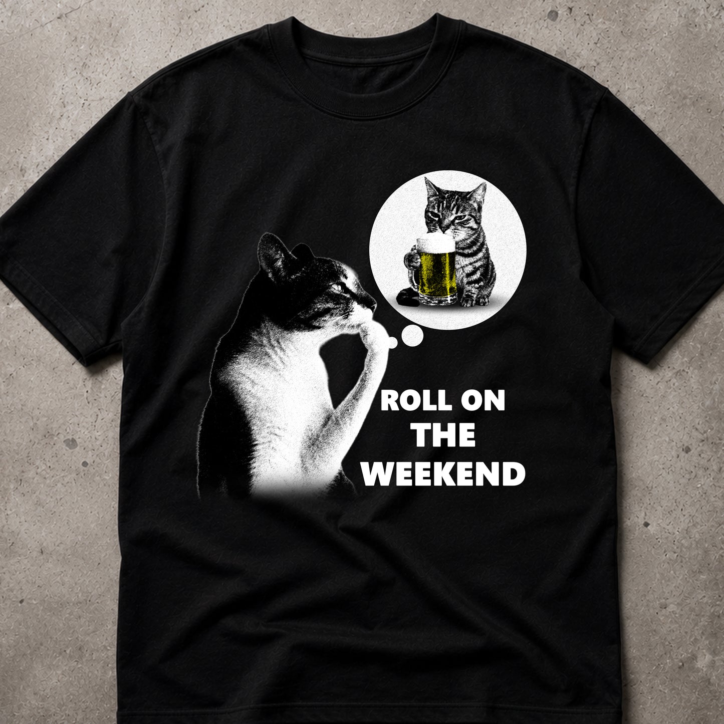 ROLL ON THE WEEKEND Cat T-Shirt